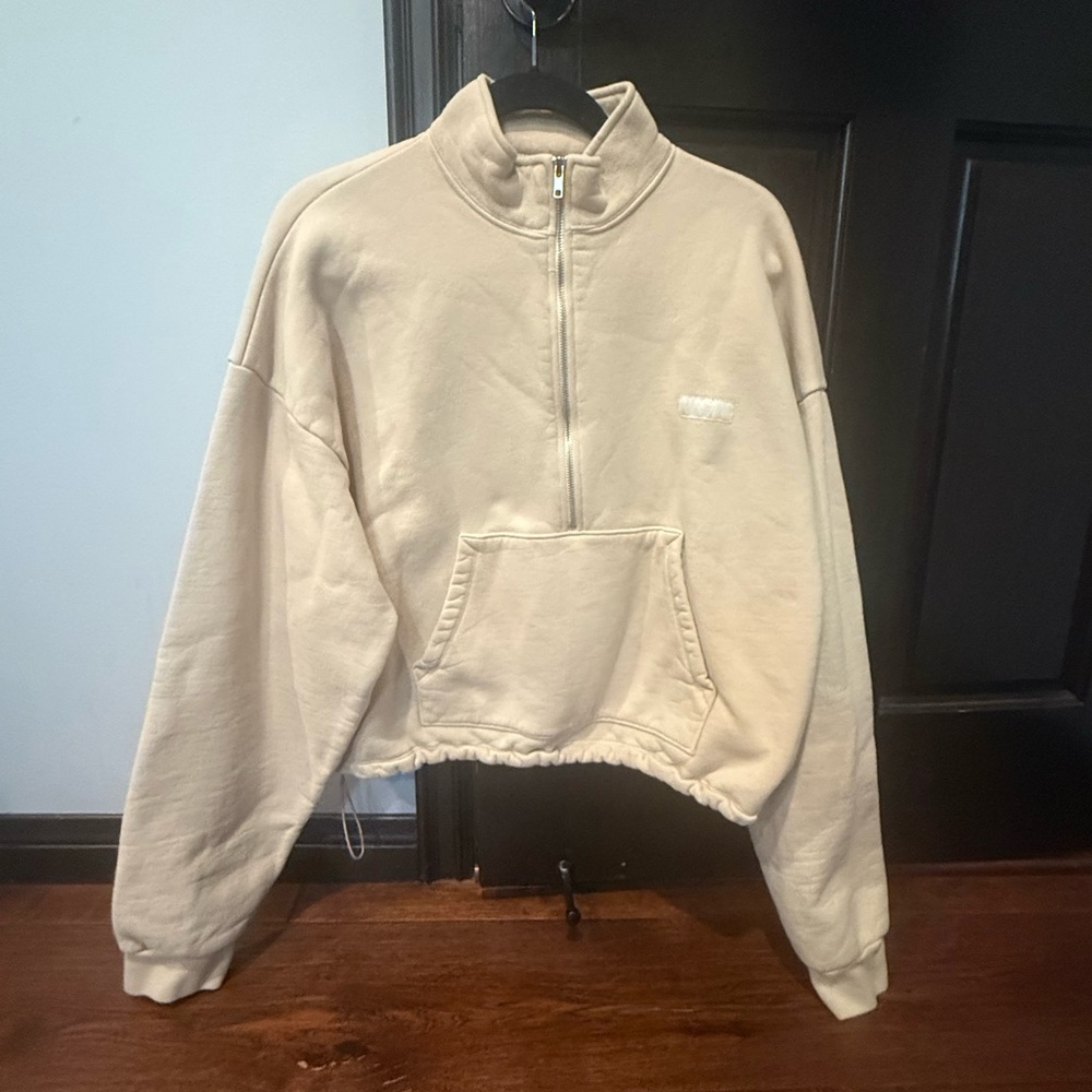 SET ACTIVE WOMEN’S HALF-ZIP SWEATER, SIZE X-LARGE, BEIGE/TAN